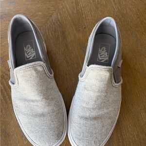 Vans Slip-On Sneakers in Light Gray Canvas
